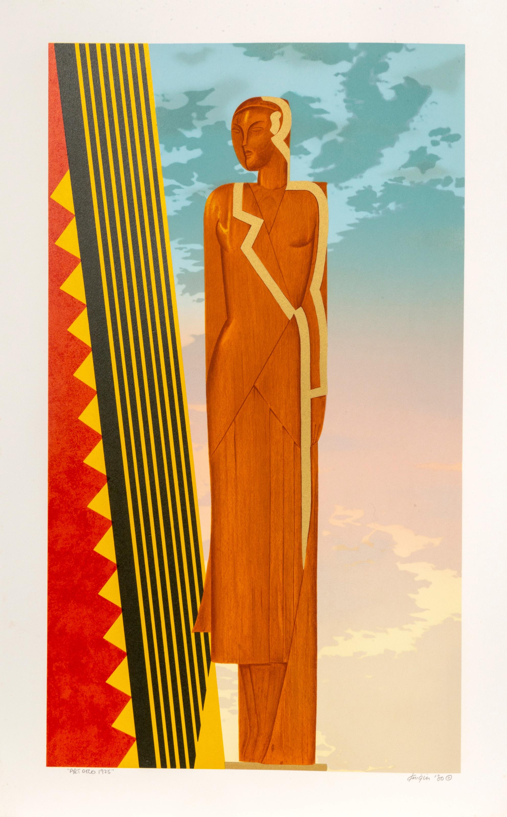 Michael Knigin, American (1942 - 2011) - Art Deco 1925, Year:  1980, Medium:  Screenprint, signed. numbered, dated, and titled in pencil, Edition:  AP, Image Size:  30 x 17 inches, Size:  33.5 x 21 in. (85.09 x 53.34 cm) 