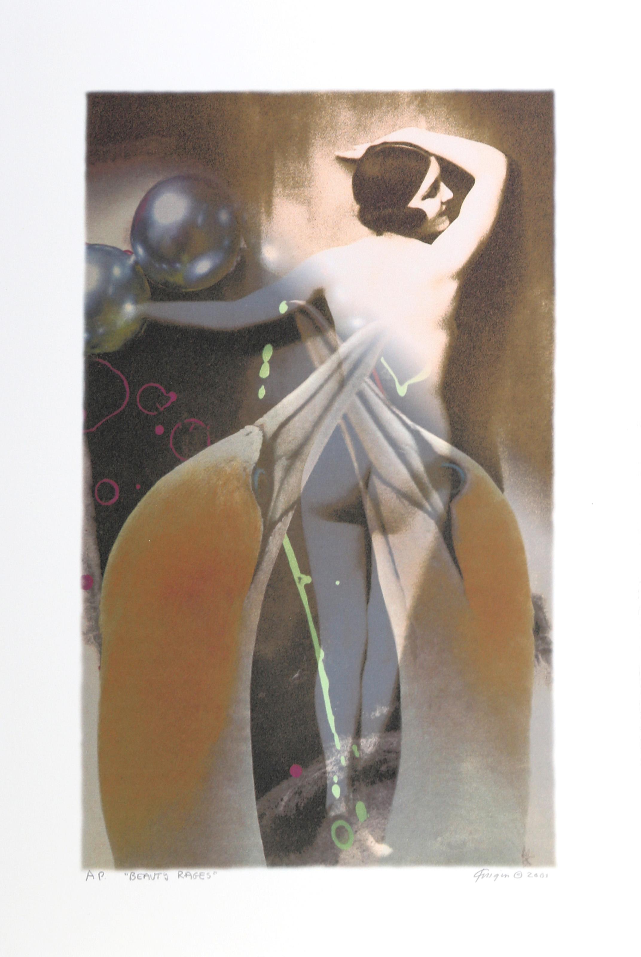 Michael Knigin, American (1942 - 2011) - Beauty Rages, Portfolio:  Vintage Nudes, Year:  2001, Medium:  Giclee signed, numbered, dated, and titled in pencil, Edition:  AP, Image Size:  16.75 x 11.25 inches, Size:  13.5 x 8.25 in. (34.29 x 20.96 cm),