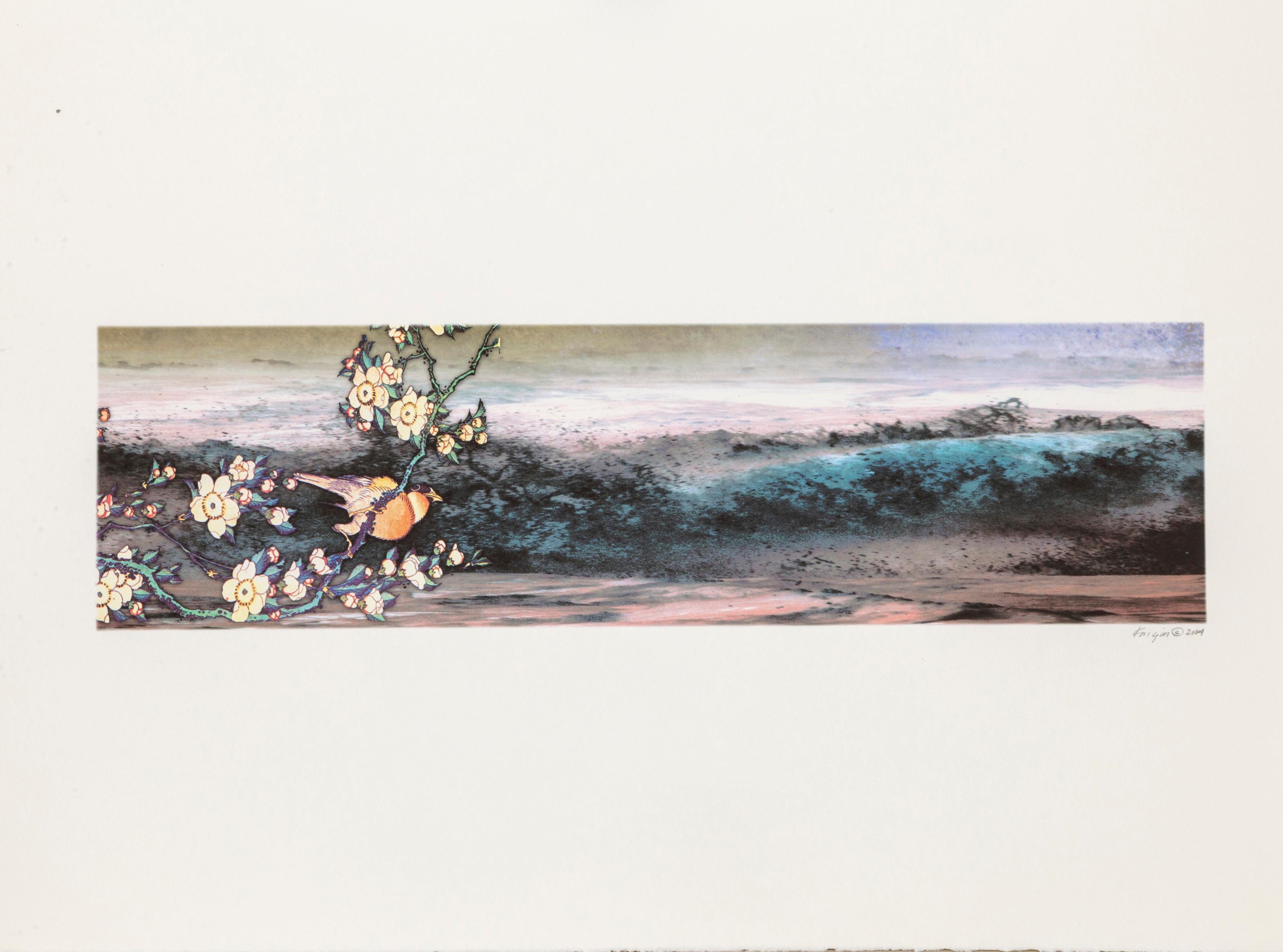 Michael Knigin, American (1942 - 2011) - Bird on a Branch, Year:  2004, Medium:  Archival Pigment Print, signed and dated in pencil, Image Size:  7 x 25 inches, Size:  22 x 30 in. (55.88 x 76.2 cm) 