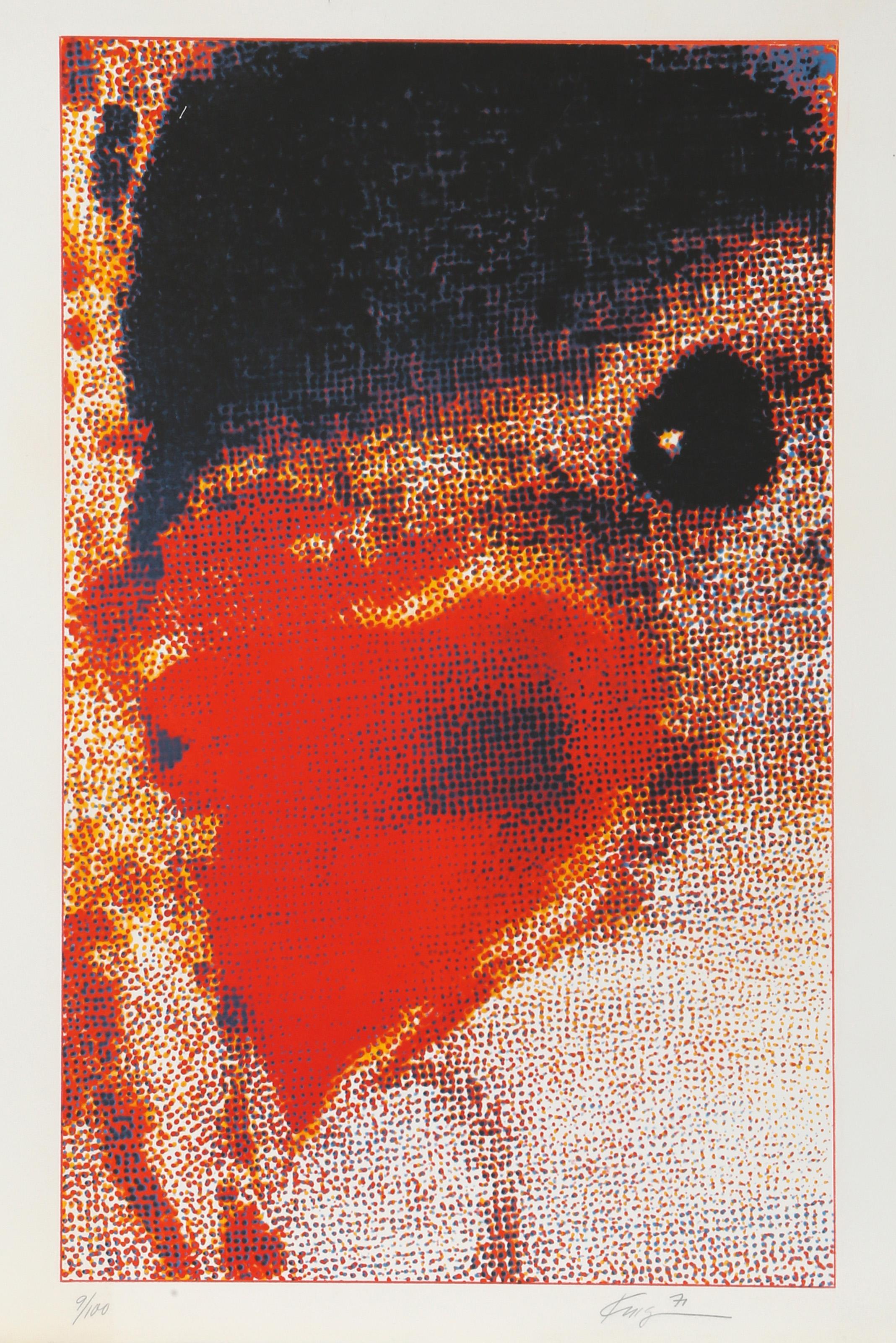 Michael Knigin, American (1942 - 2011) - Bird, Year:  1971, Medium:  Screenprint, signed and numbered in pencil, Edition:  9/100, Image Size:  28.5 x 17 inches, Size:  30.5 x 23 in. (77.47 x 58.42 cm), Description:  Resembling the figure in Edvard