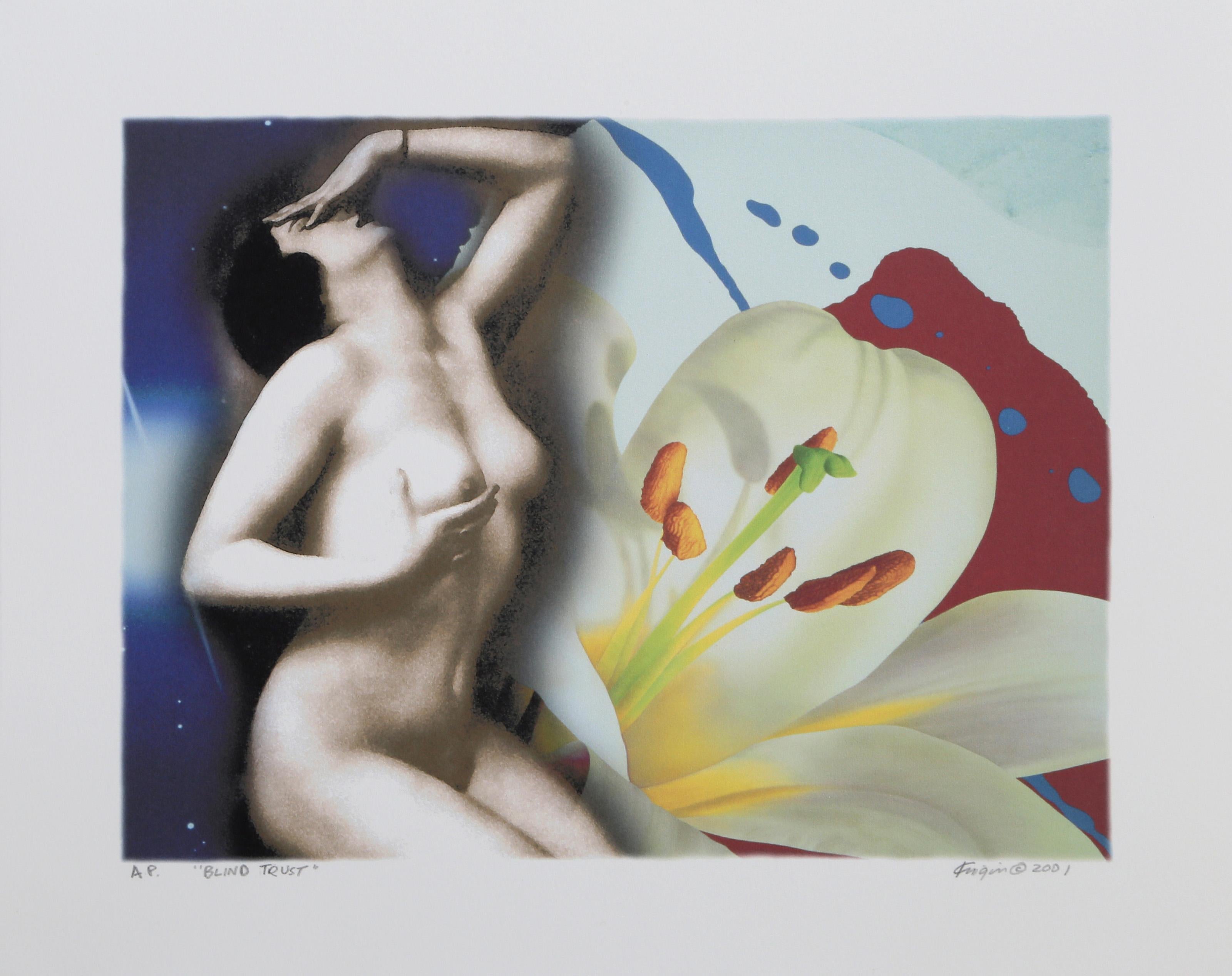Michael Knigin, American (1942 - 2011) - Blind Trust, Portfolio:  Vintage Nudes, Year:  2001, Medium:  Giclee signed, numbered, dated, and titled in pencil, Edition:  AP, Image Size:  8.5 x 11.5 inches, Size:  11.25 x 14.25 in. (28.58 x 36.2 cm),