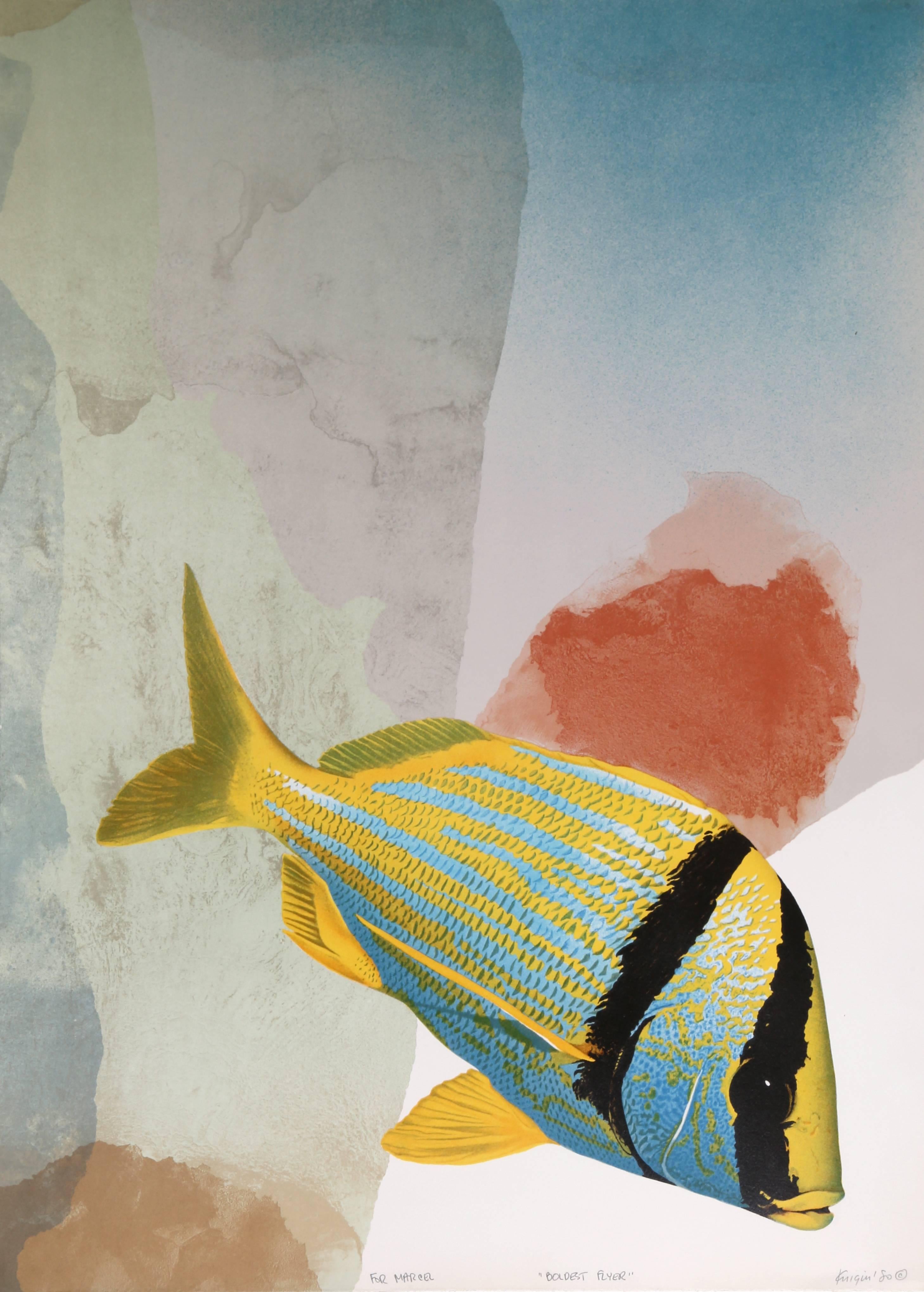 Artista: Michael Knigin, estadounidense (1942 - 2011)
Título El volador más audaz
Año: 1980
Medio: Litografía, firmada y numerada a lápiz
Edición: 250
Tamaño: 33 x 24 pulgadas