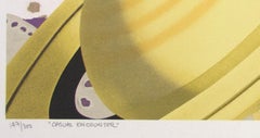 "Casual Encounter" original lithograph signed abstract galaxy bright fun vibrant