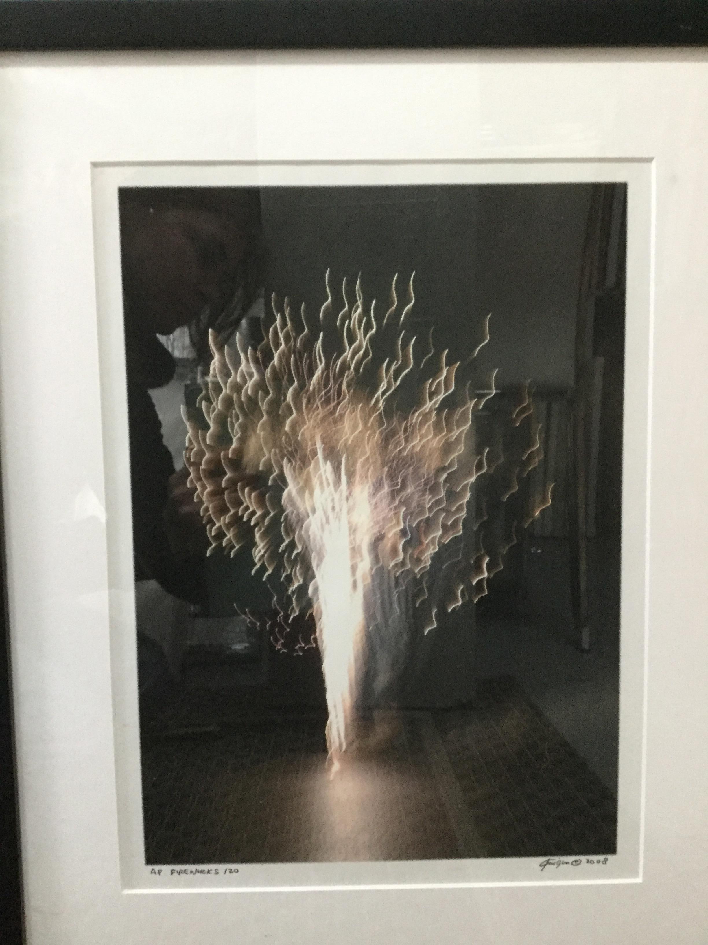 Michael Knigin Landscape Print - exposure fireworks