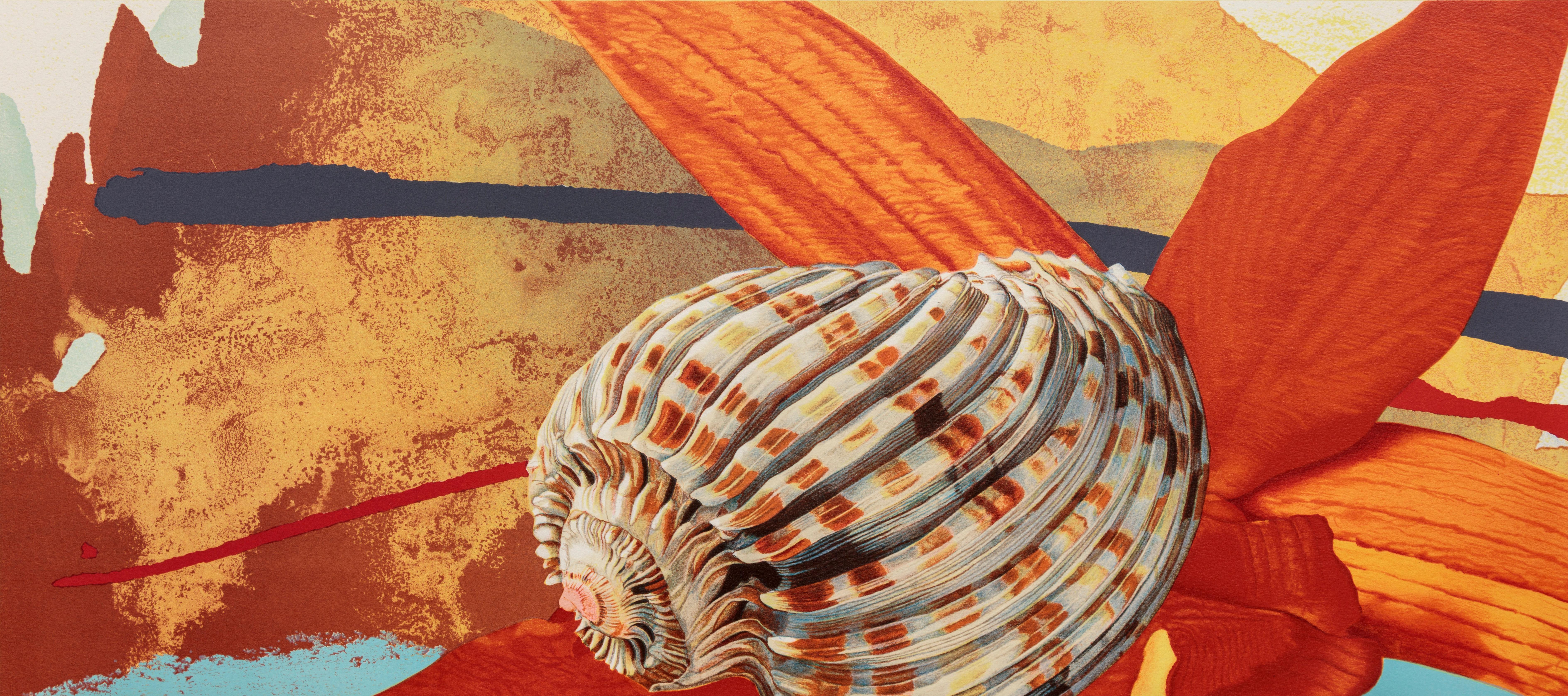 "Fair Passer" pop art original lithograph signed abstract ocean seashell bright