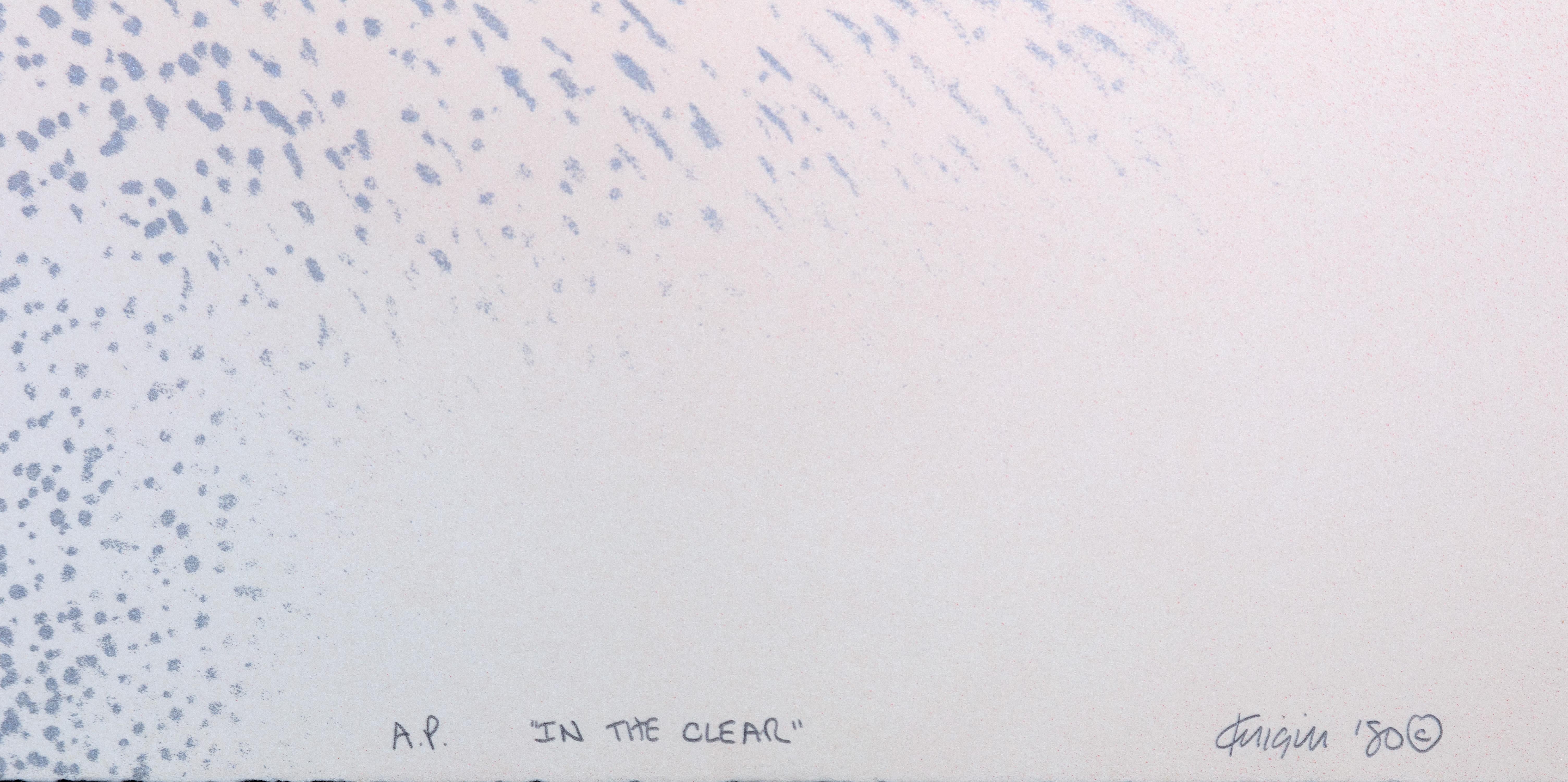 Lithographie originale « In The Clear » signée pop art abstraite coquillage calme et vibrant - Gris Abstract Print par Michael Knigin