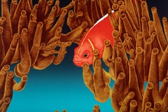 Original Lithographie, signiert Pop Art, Aquatische abstrakte Stadtlandschaft, New Yorker Fischreef, Original