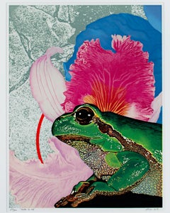 "Loyal To Me, " Original Color Lithograph of a Frog signed by Michael Knigin