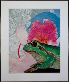 Vintage "Loyal To Me, " original lithograph pop art bright Frog signed by Michael Knigin