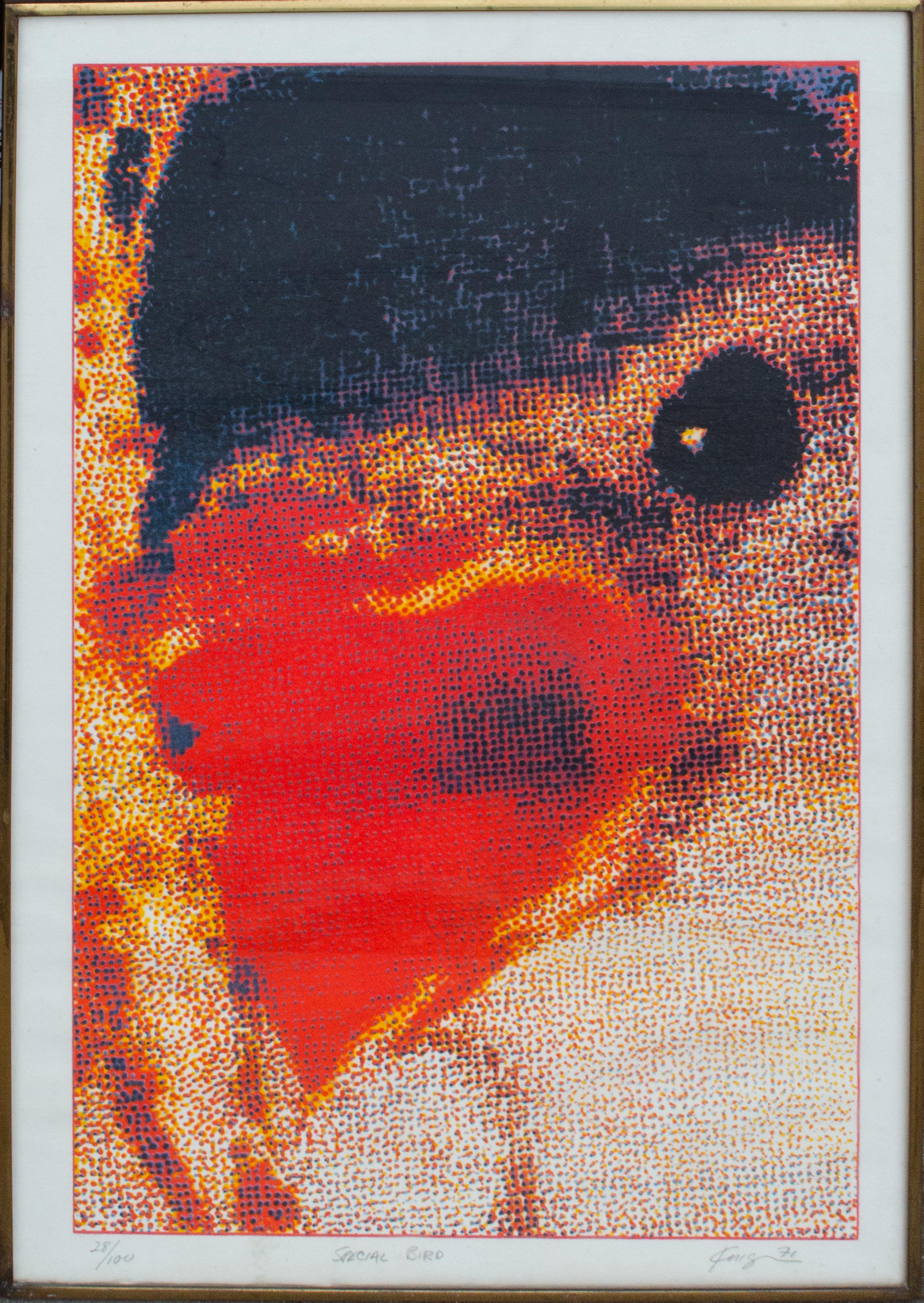Michael Knigin (American, b. 1942)
Special Bird, 1971
Screenprint
Sight: 27 1/4 x 17 1/2 in.
Framed: 31 x 20 1/4 x 1 in.
Signed, titled, numbered bottom
Edition 28/100, Printed by Chiron Press Inc.

Period Kulicke frame

Another edition in the