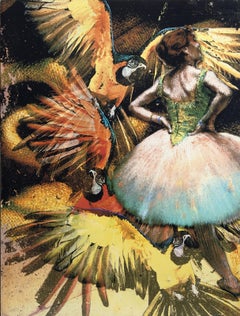 Parrots & Ballet Dancer, Pop Art Chromogenic Print on Canvas by Michael Knigin