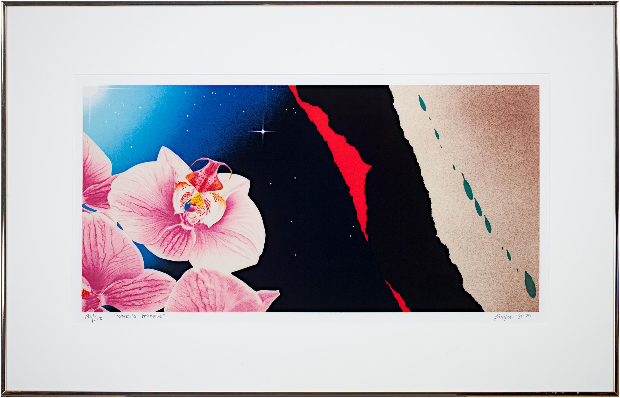 Michael Knigin Print – Original Lithographie, signiert Pop Art, abstrakter, geblümter, abstrakter Galaxy Space Celestial Bright, Celestial