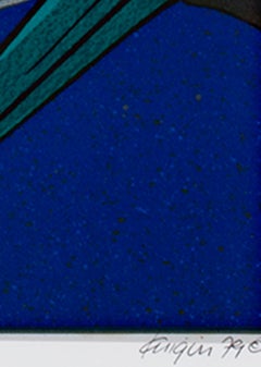 "Sambaso after Hirosada" original lithograph signed pop art bold Japanese figure