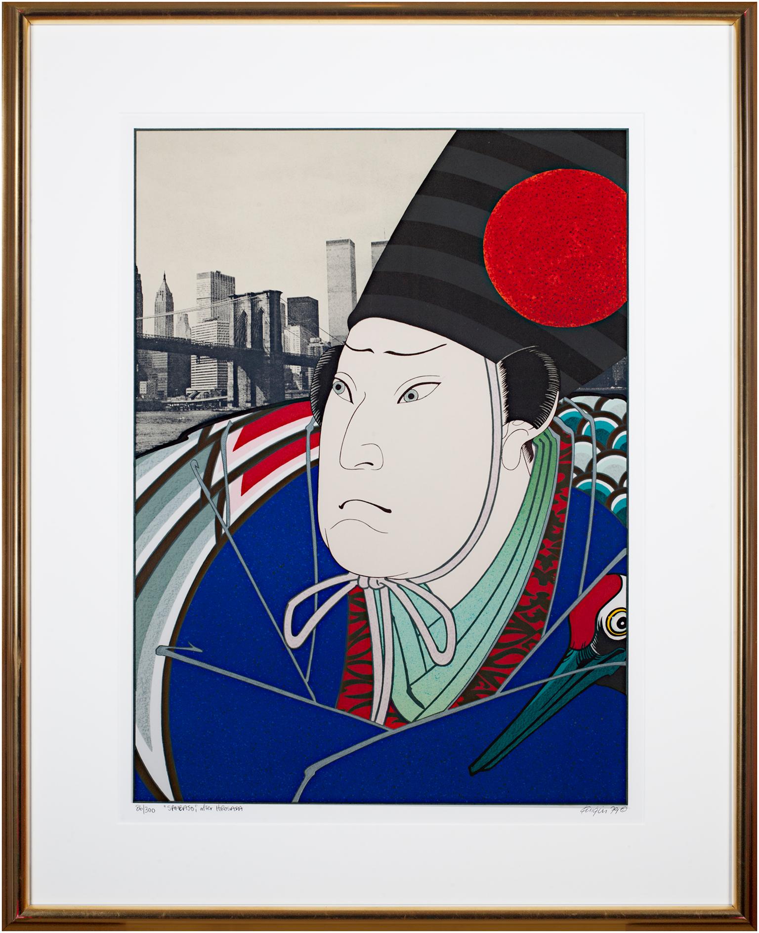 Lithographie originale signée «ambaso d'après Hirosada », figure japonaise audacieuse du pop art en vente 2