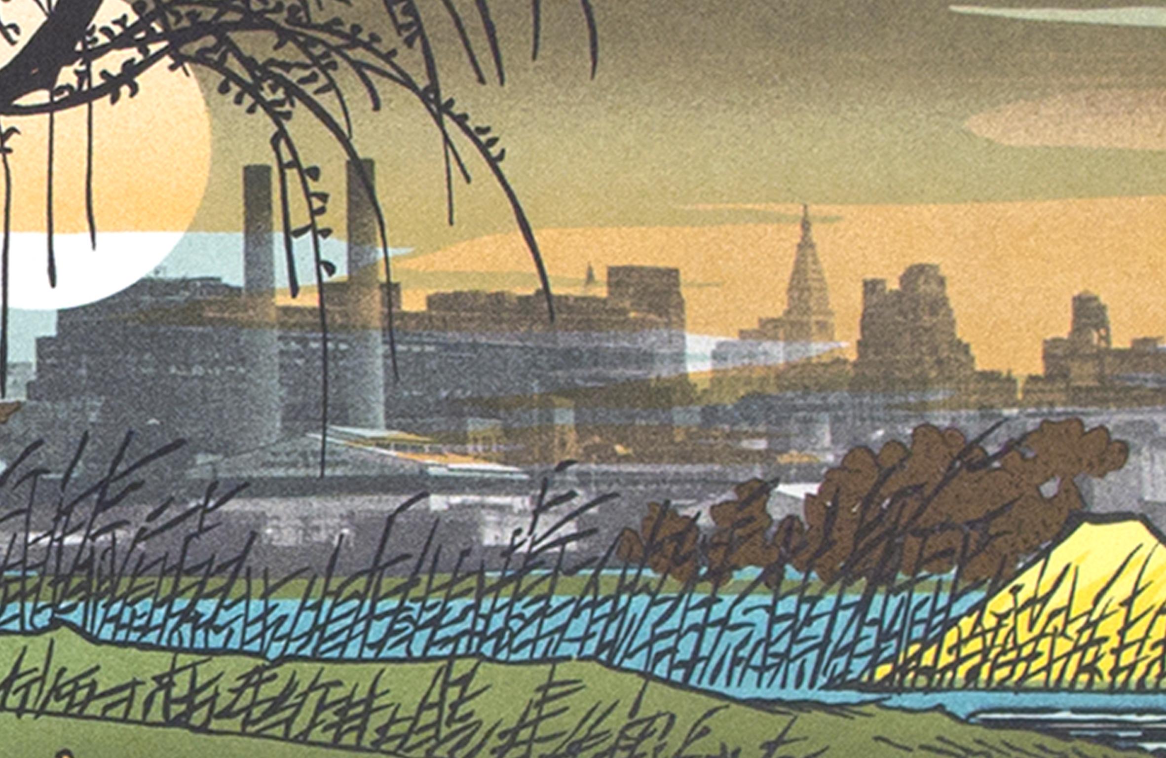 Lithographie originale signée « Seba d'après Hiroshige » de « Suite japonaise » en vente 1