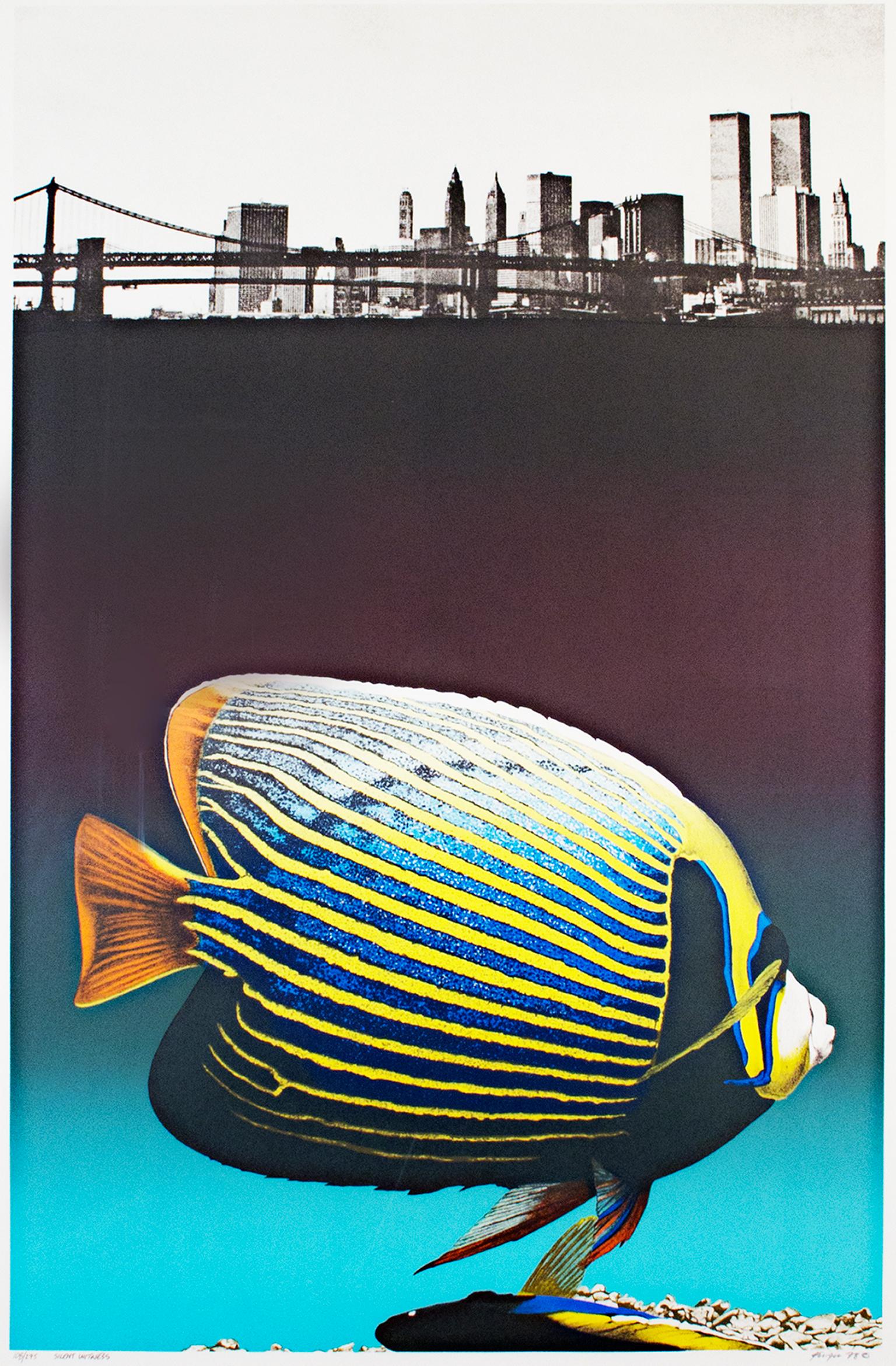 « Silent Witness », collage lithographique d'origine pop art abstrait réaliste signé - Print de Michael Knigin