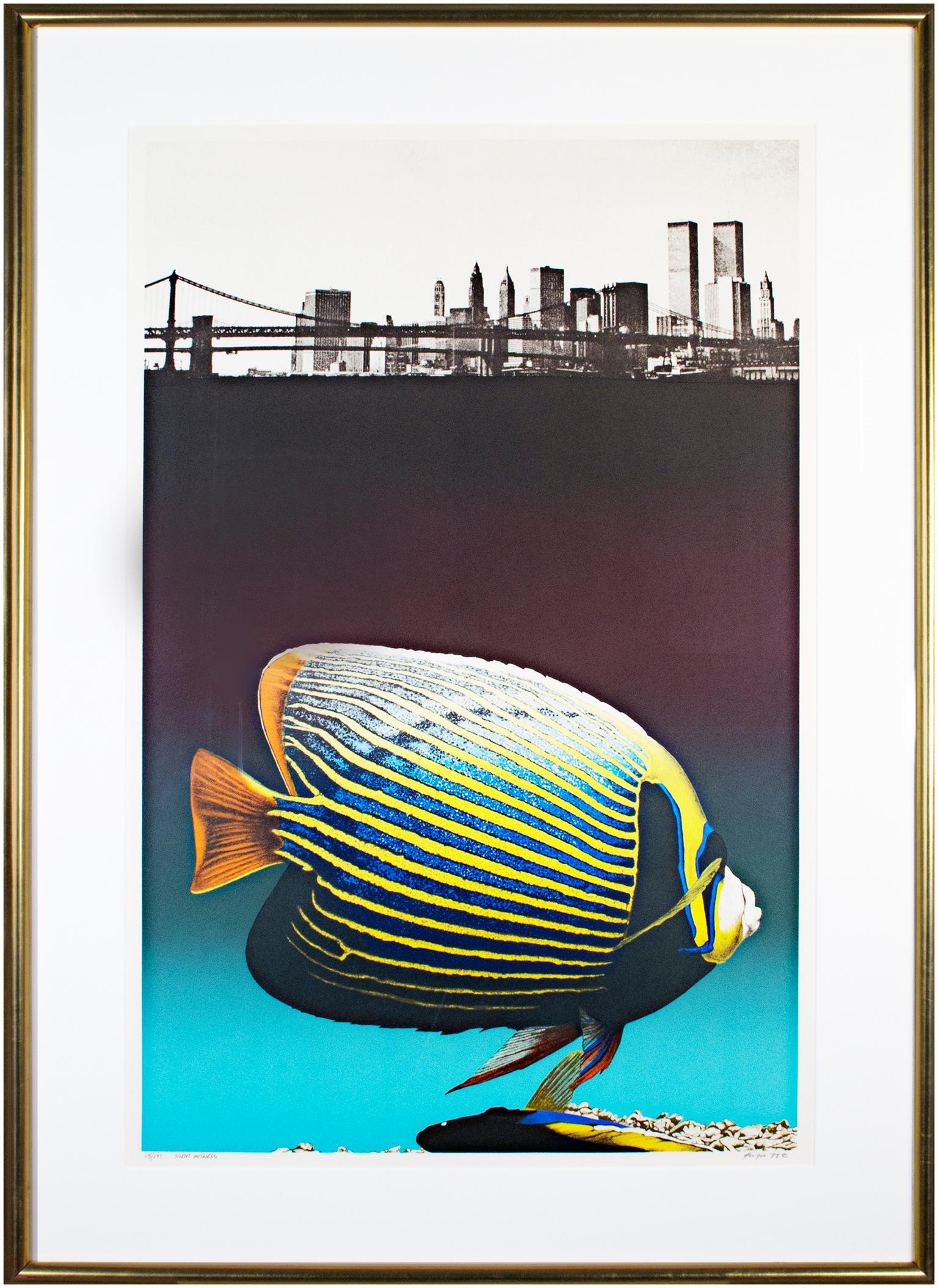 Michael Knigin Landscape Print – "Silent Witness", Pop Art Original Lithographie Collage Realistisch Abstrakt Signiert