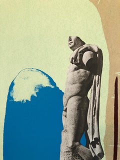 Silkscreen Surrealist Pop Art Print "Classy Rebel" Nude Statue and Frog