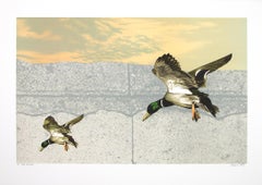 "Take the Point, " Original Color Lithograph from "Bird Suite" by Michael Knigin