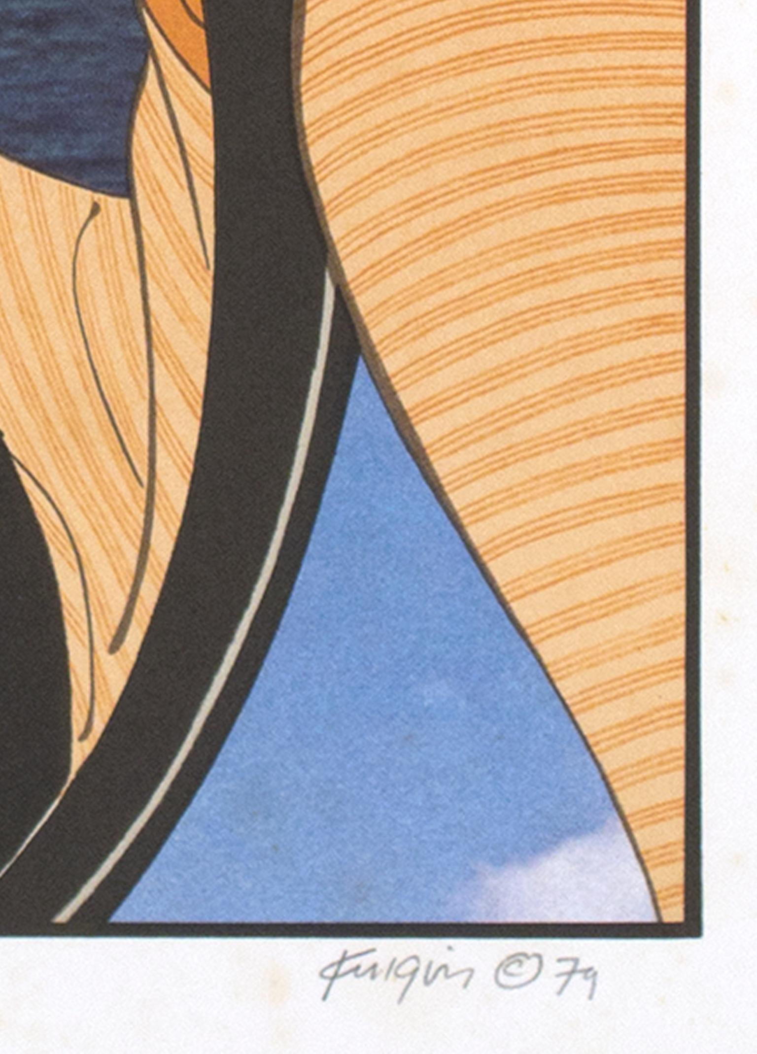 « The Reflection of Sugatami After Utamaro » (La réflexion de Sugatami d'après Utamaro), lithographie en couleur de Michael Knigin en vente 1