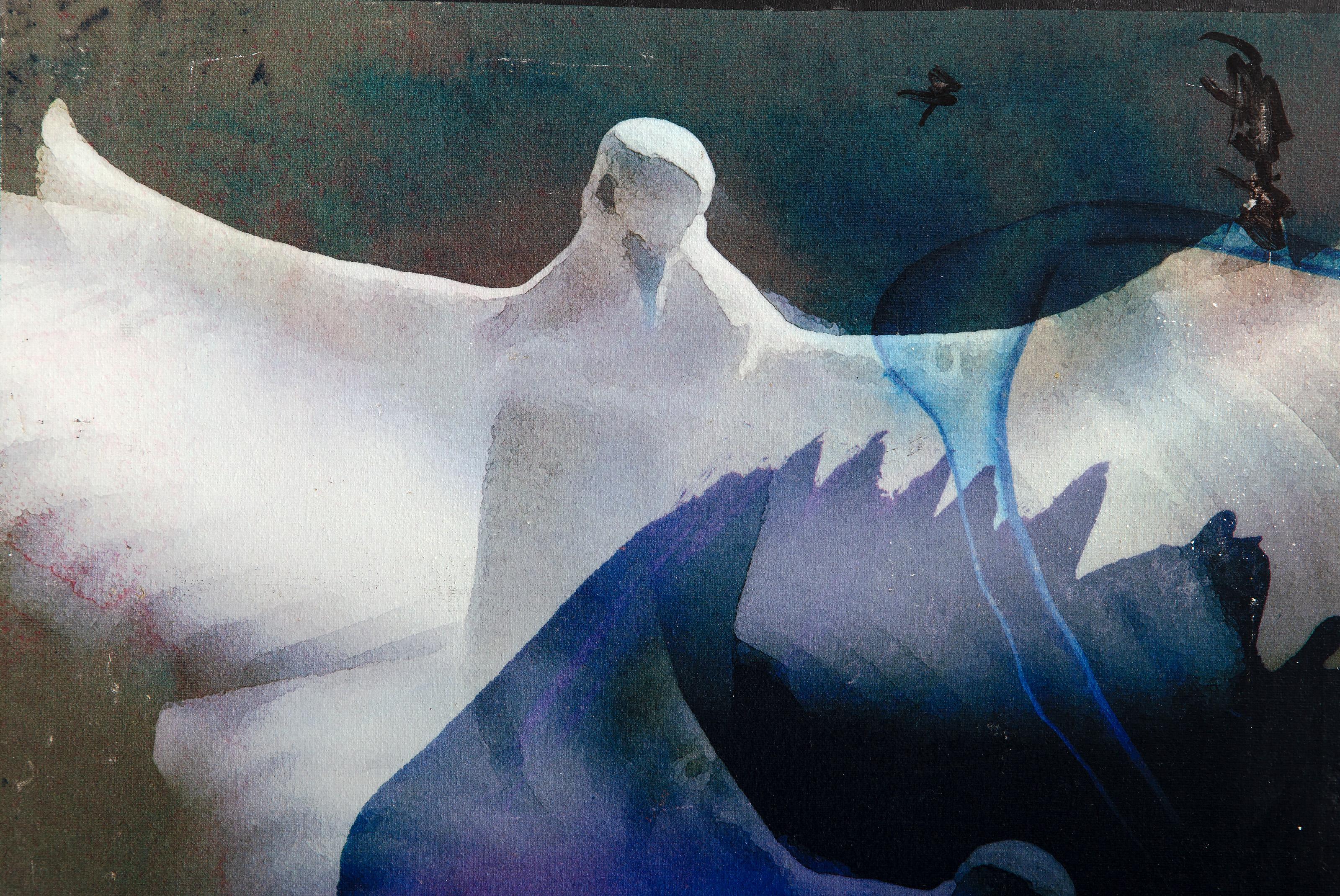 Deux colombes, impression chromogène moderne sur toile de Michael Knigin en vente 1