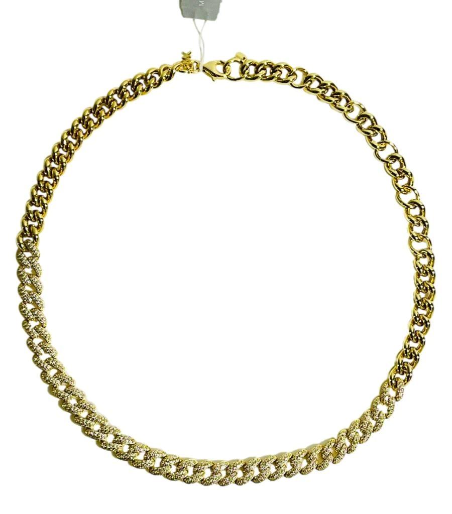 Brand new- Michael Kors 14k Gold Plated, Sterling Silver & Crystal Chain Link Necklace

Gold large link necklace with crystals to a section on links. Dangle MK' logo to closure.

Additional information:
Size – One Size
Composition – 14k Gold Plate,