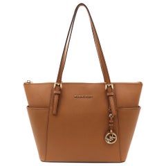 Michael Kors Brown Saffiano Leather Large Jet Set Travel Tote at 1stDibs