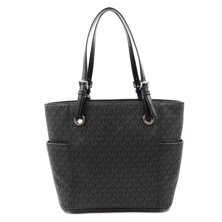 Michael Kors 30s7sttt3v Jet Set Ew Signature Logo Tote Black Womens Bag For Sale At 1stdibs