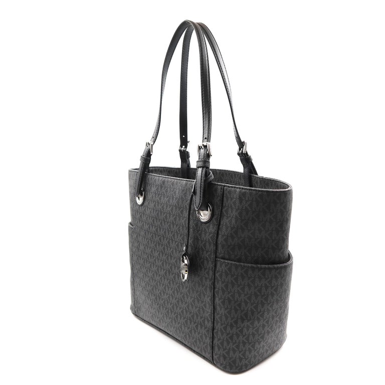 Michael Kors 30s7sttt3v Jet Set Ew Signature Logo Tote Black Womens Bag For Sale At 1stdibs