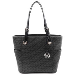 Used Michael Kors 30S7STTT3V Jet Set EW Signature Logo Tote Black Womens Bag