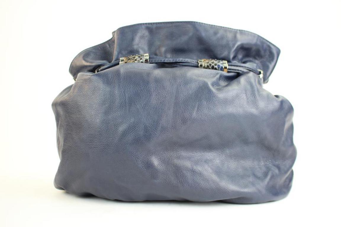Michael Kors 37mka2617 Blue Leather Hobo Bag In Fair Condition For Sale In Forest Hills, NY