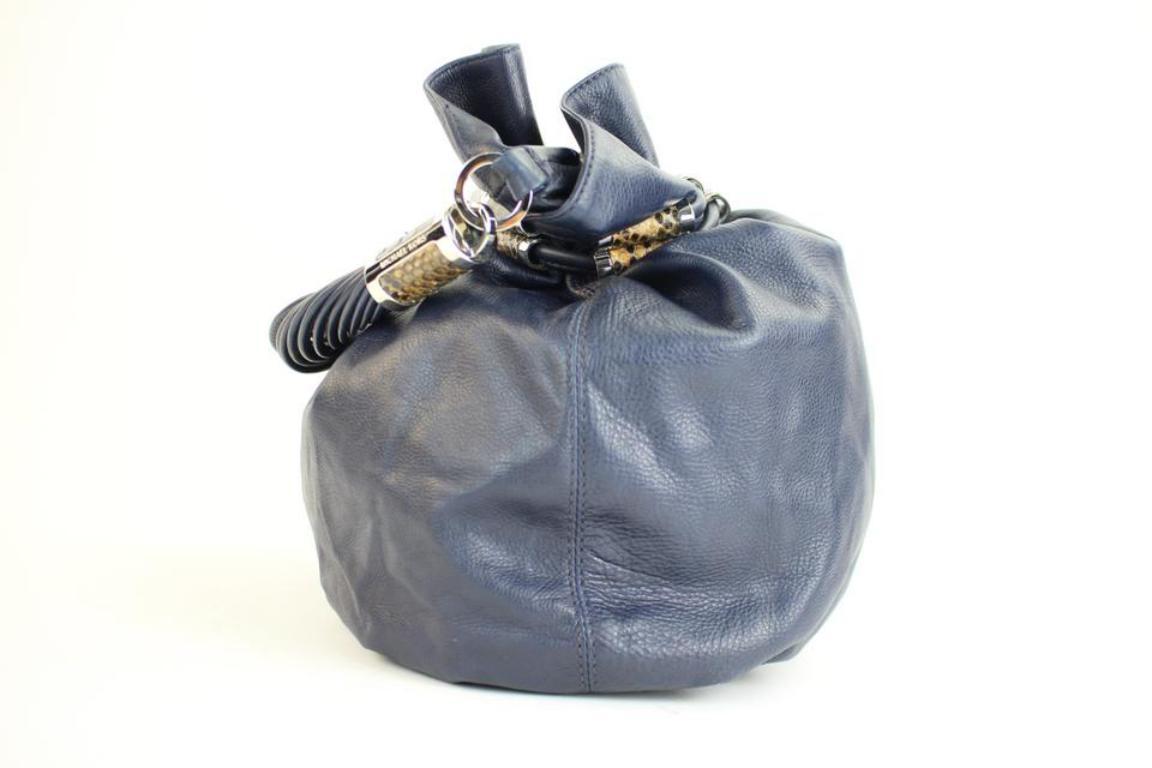 Women's Michael Kors 37mka2617 Blue Leather Hobo Bag For Sale
