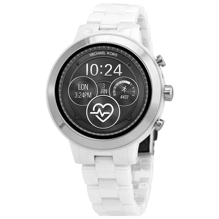 Michael Kors Access Gen 4 Runway Silver Tone and Ceramic Smartwatch MKT5050  at 1stDibs | gen 4 runway silver-tone smartwatch