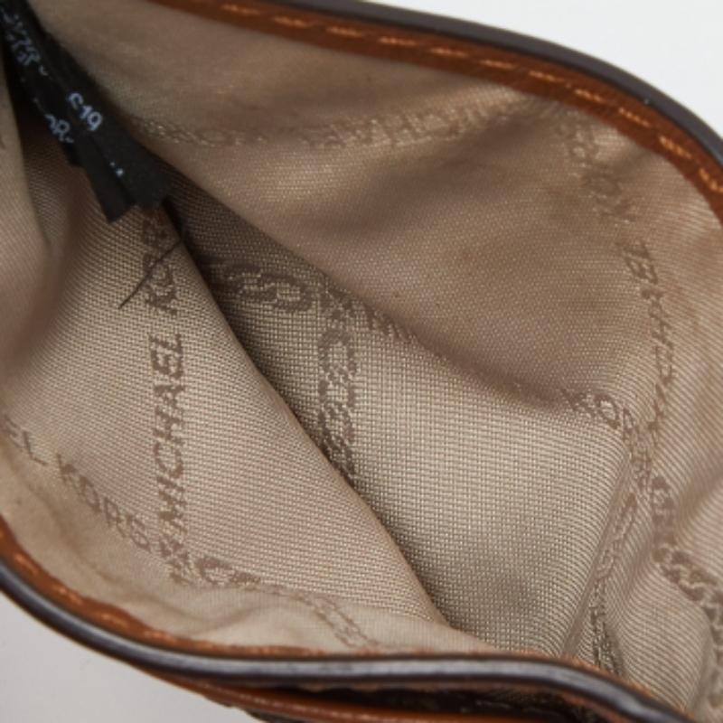 Tarjetero Michael Kors en lona revestida y piel beige/marrón Signature en venta 4