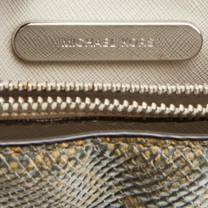 Michael Kors Beige/Gold Python Embossed Leather Small Mercer Tote For Sale 5