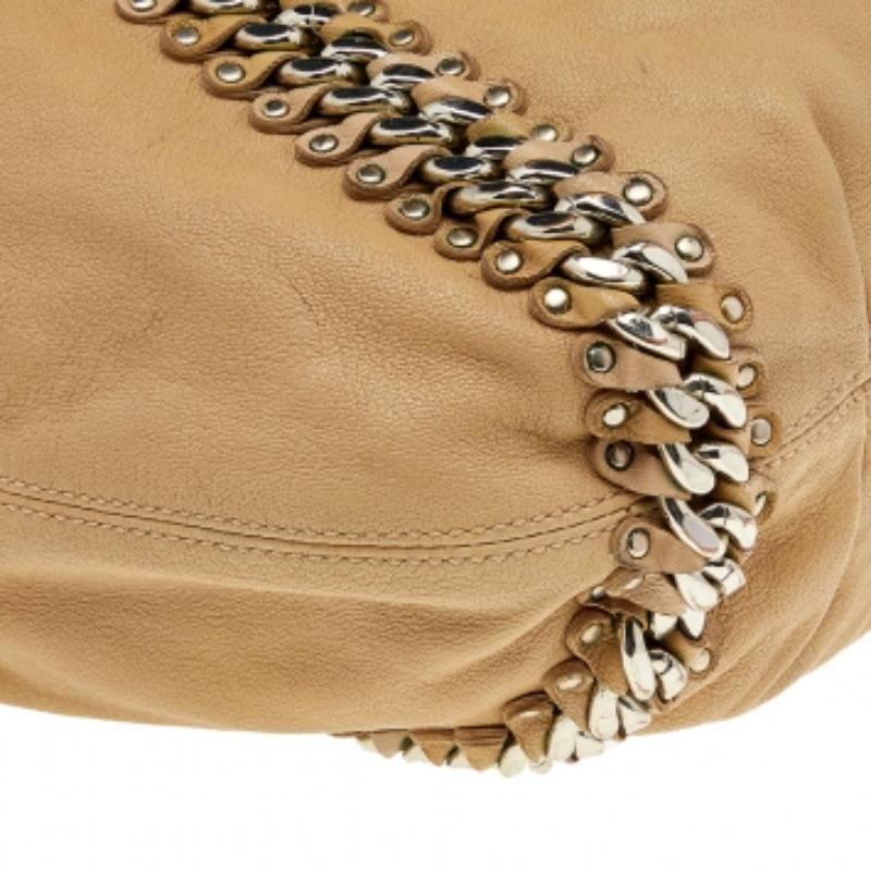  Hobo à chaîne d'identification en cuir beige de Michael Kors Pour femmes 