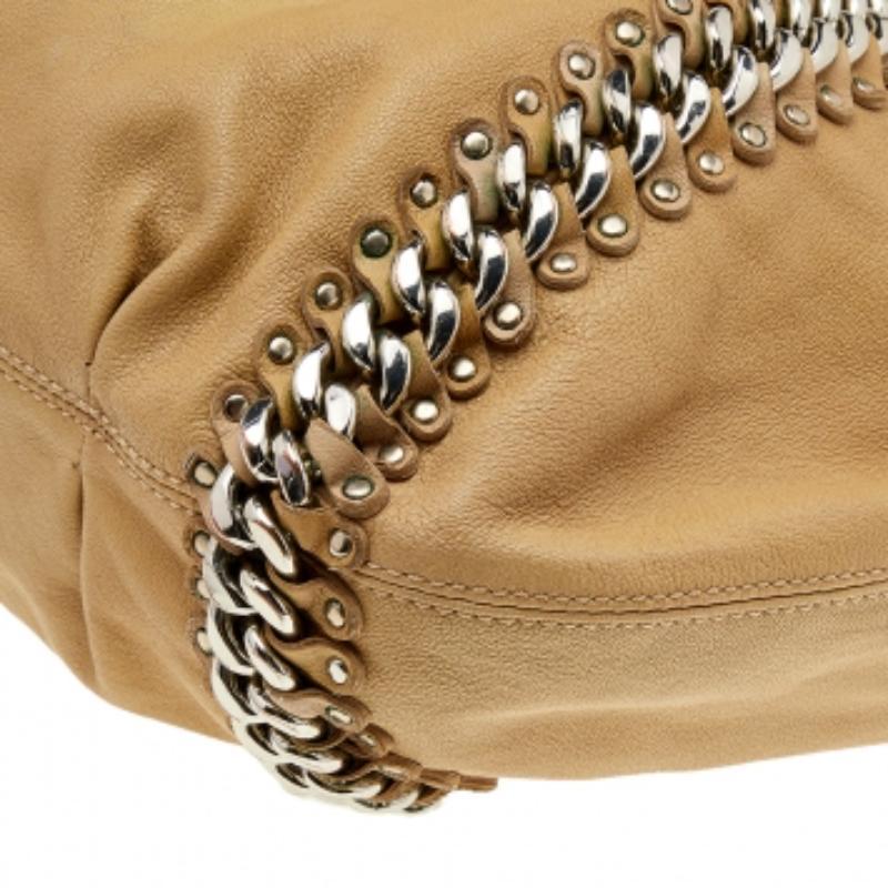 Hobo à chaîne d'identification en cuir beige de Michael Kors 1