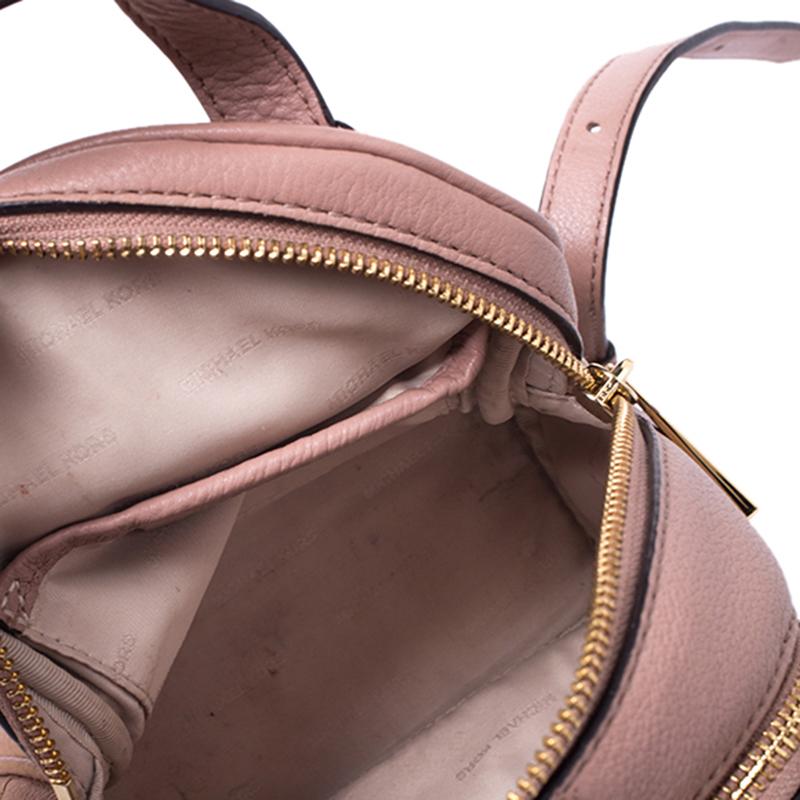Michael Kors Beige Leather Mini Studded Rhea Backpack 3