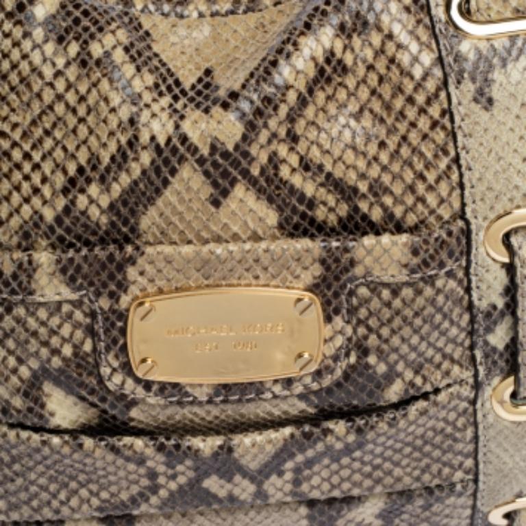 Michael Kors Beige Python Effect Leather Satchel For Sale 1
