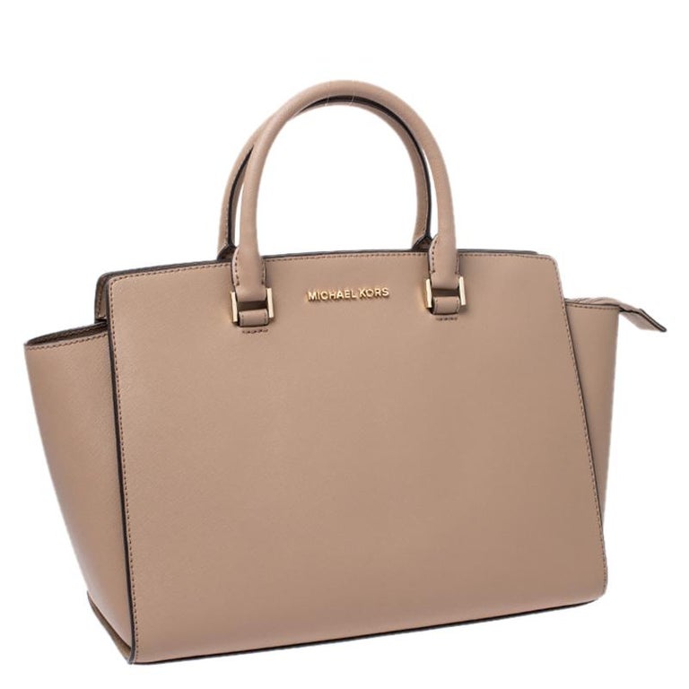 Michael Kors Beige Saffiano Leather Large Selma Tote For Sale at 1stDibs
