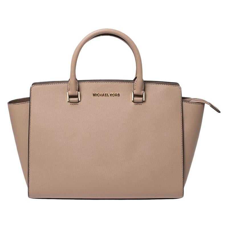 Michael Kors Beige Saffiano Leather Large Selma Tote For Sale at 1stDibs