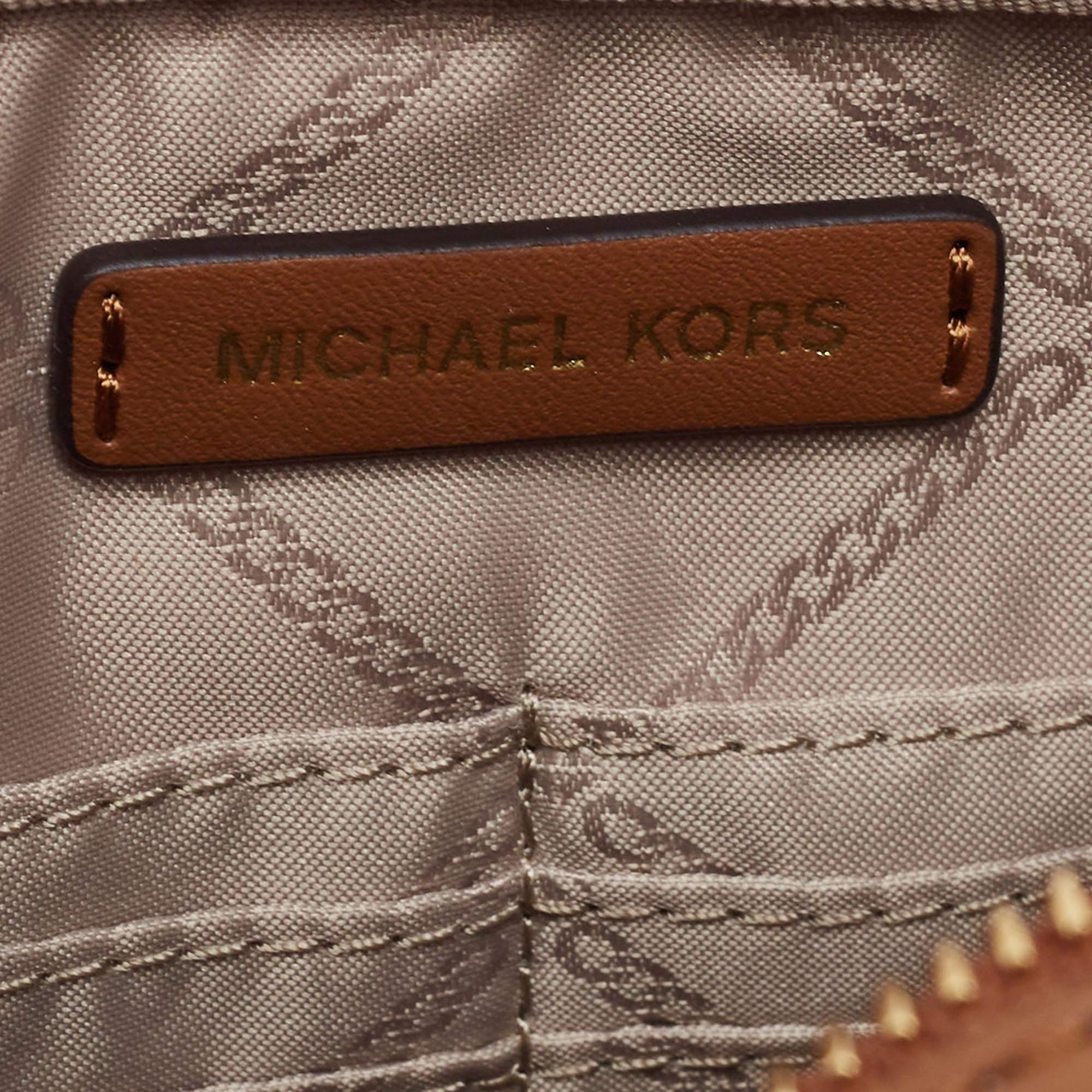 Michael Kors Beige/Tan Canvas And Leather Maeve Crossbody Bag 6