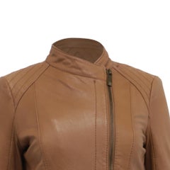 Veste de motard Michael Kors en cuir marron clair