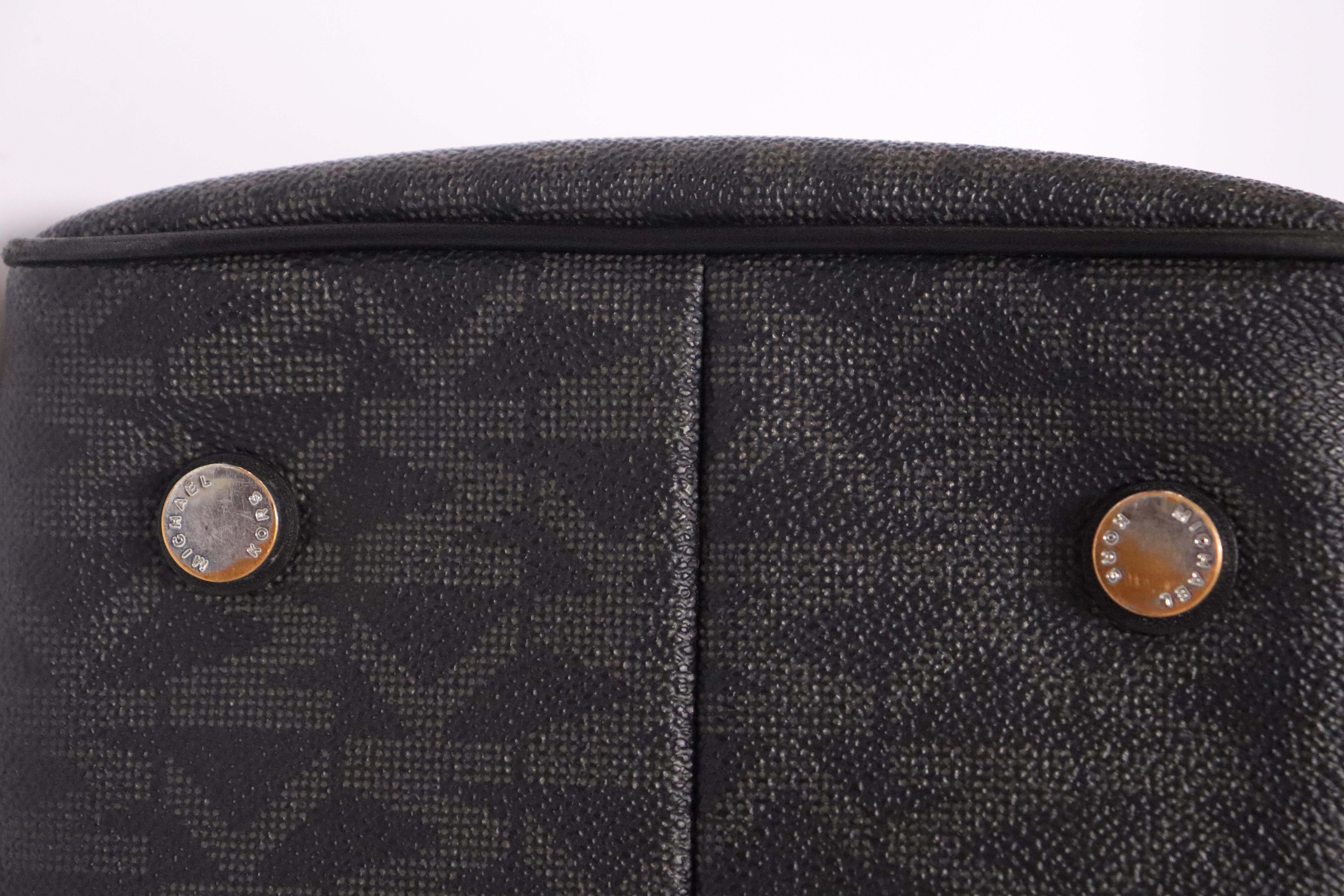 Michael Kors Black and Grey Leather Monogram Handbag In Good Condition In Amman, JO