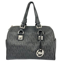 Used Michael Kors Black and Grey Leather Monogram Handbag