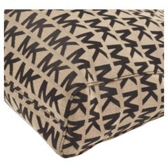 Michael Kors Black/Beige Signature Canvas and Leather Jet Set Tote