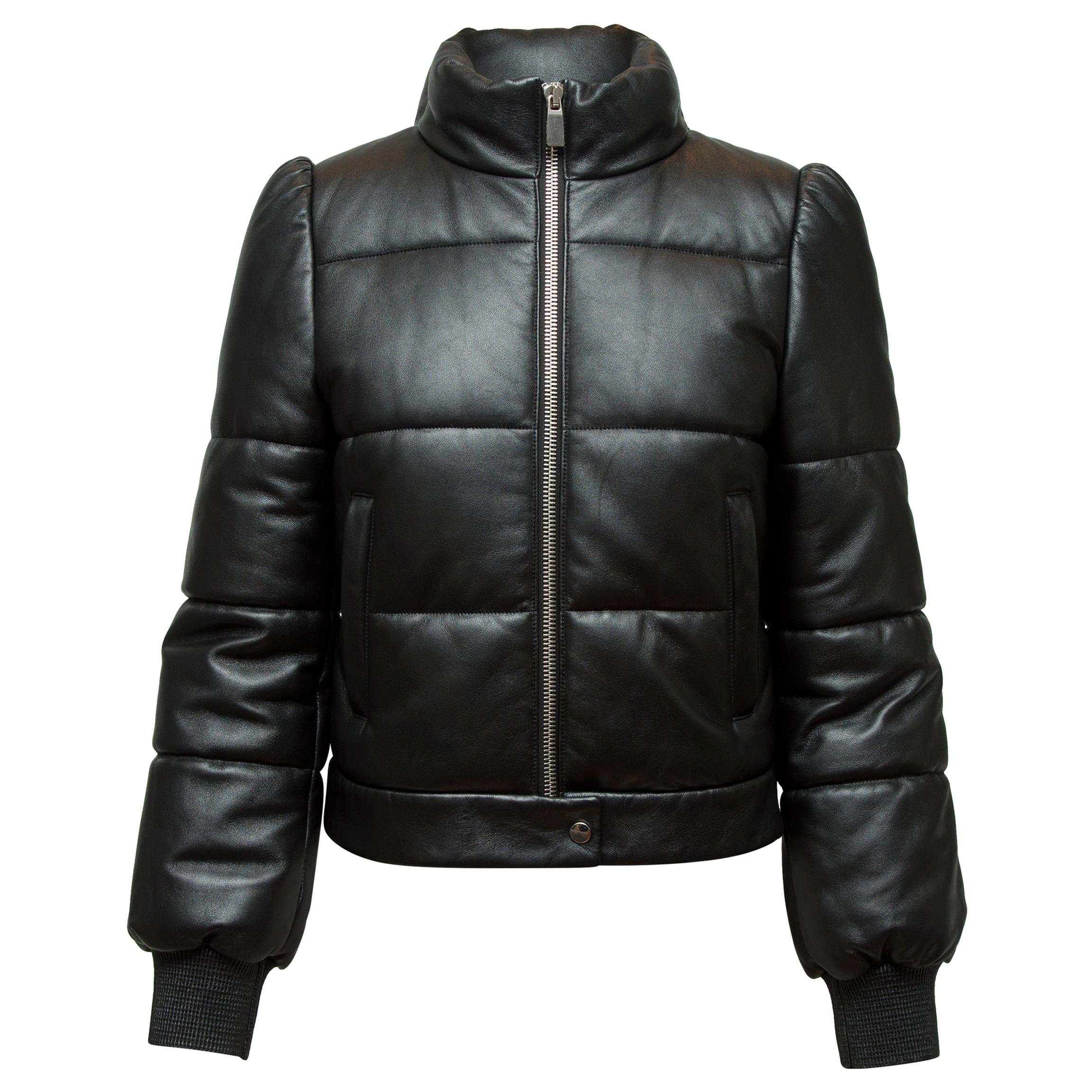 Michael Kors Black Collection Leather Puffer Jacket