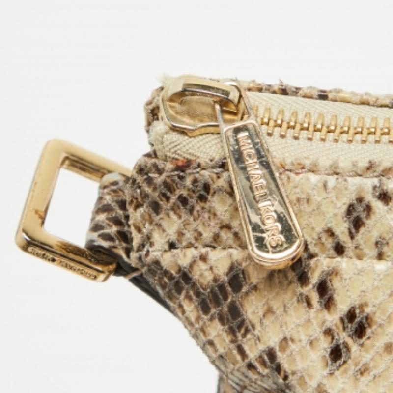 Michael Kors Tote Gansevoort grande in pelle goffrata di pitone nero/crema in vendita 4