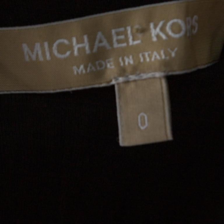 Noir Michael Kors Black Crepe Drawstring Detail Off Shoulder Top XS en vente