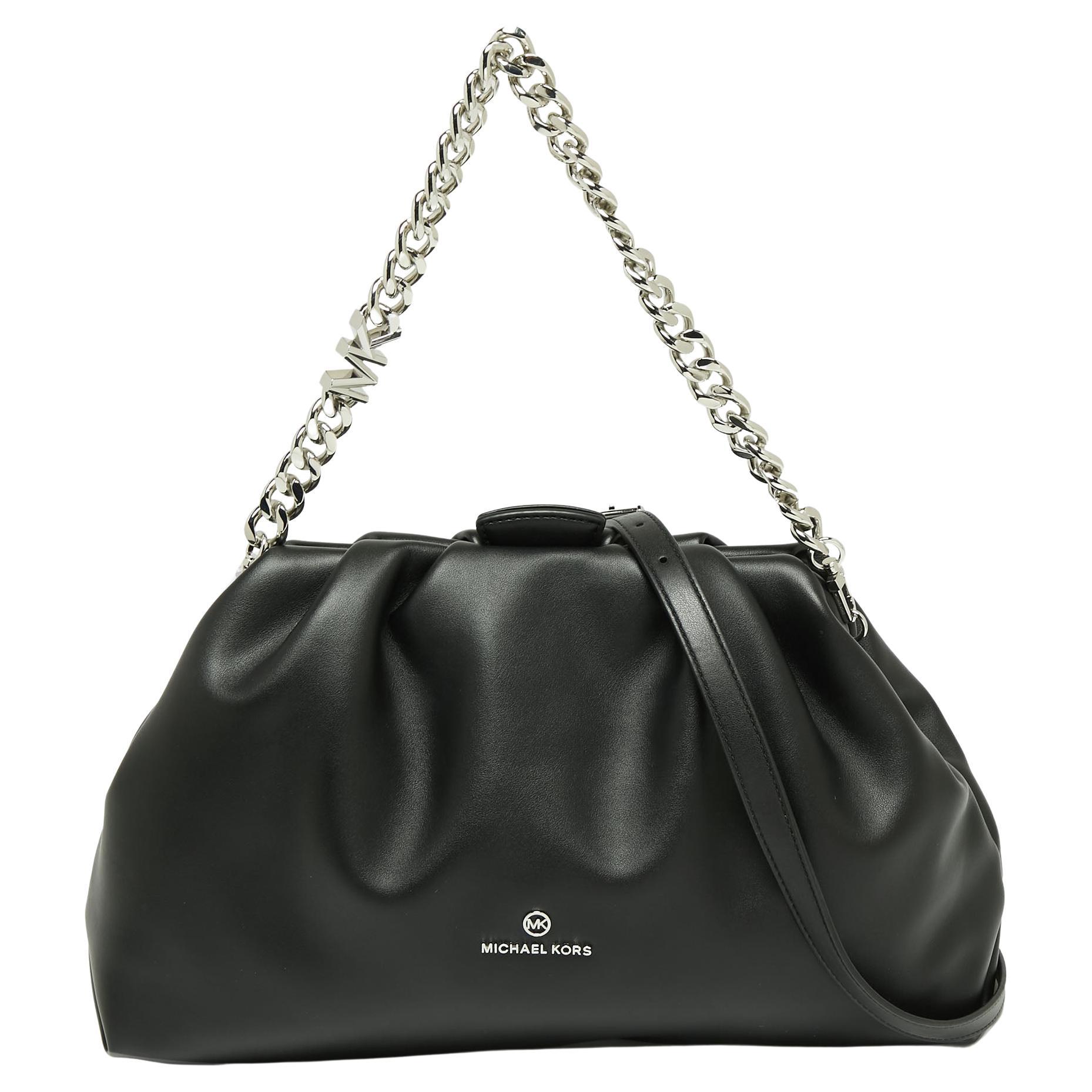 Michael Kors Black Faux Leather Extra-Large Nola Clutch Bag at 1stDibs